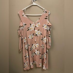 Pink dress with cream flowers, size medium, brand Blu Pepper, new with tags